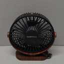 SWEETFULL 6.5 Inch USB Small Desk Fan, 3 Speeds Quiet Portable Desktop Table Fan, 360 Adjustment Personal Mini Fan for Home Office Car Outdoor Travel (Black wood grain)