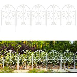 ShopLaLa Decorative Garden Fence (20 Panels) 12.5in(L) x 16.5in(H) Heart Rustproof White Metal Wire, Animal Barrier Fencing for Dogs, Flower Bed Edging Landscape Border Yard Patio Outdoor Decor