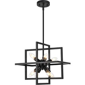 Yiisem Modern Small Black Chandelier, 8-Light Farmhouse Geometric Pendant Lighting Fixtures, Industrial Lantern Hanging Chandelier for Kitchen, Dining Room, Foyer, Entryway