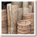 3D Rose Bamboo Baskets and Sheets at Market-Mrauk-U-Rakhine State-Myanmar Iron On Heat Transfer, 8 x 8, White