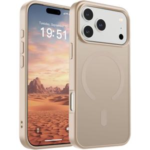 SUPFINE Magnetic for iPhone 17 Pro Case (Compatible with MagSafe)(Military Grade Drop Protection) Translucent Matte Shockproof with Anti-Fingerprint Phone Cover 2025,Desert Gold
