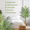 5ft Artificial Palm Tree Indoor Plant Tall Fake Tropical Paradise Palm Tree in Pot with Real Bark Design Faux Areca Palm Tree for Home Office Living Room Bedroom Farmhouse Modern Decor 1pcs