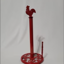 Vintage Rooster Paper Towel Holder - Easy One Handed Tear Cast Iron Roll Paper Towel Dispenser Countertop, Red