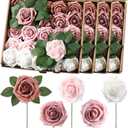 100 Pieces Artificial Foam Rose Flowers Faux Bouquet with Leaves and Stems for DIY Wedding Bouquets Centerpieces Bridal Shower Party Valentine Home Decorations(Shades of Dusty Rose)