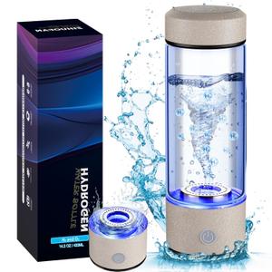 2025 New Hydrogen Water Generator Bottles, Portable Hydrogenated Water Bottle with SPE PEM Technology, 420ml Hydrogen Water Bottle Generator, Rechargeable Ionizer Machine for Home, Office, and Travel (Light Grey)