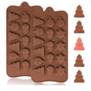 Mini Christmas Silicone Molds, 16 Cavities Christmas Molds for Making Chocolate/Candy/Fondant/Gummy, 2 PCS Food Grade Candy Mold for Fruit Snack/Snack Biscuits/Xmas Decorations