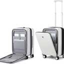 Hanke Grace Expandable Carry On Luggage with Wheels Airline Approved Hard Shell Suitcases with Front PocketTop Opening Luggage with TSA Lock for Short Business Travel, Smoke White. (20 Inch Expandable)