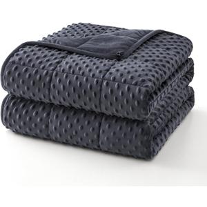 Topcee Weighted Blanket for Adults Queen, Minky Dots Heavy Blanket for Woman, Man Sleeping, Soft, Cozy and Cooling Weighted Throw Blankets, Machine Washable, 60 x 80in, 20 lbs, Grey