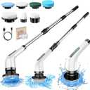 Electric Spin Scrubber with Dual Speed Cordless Cleaning Brush, IPX7 Waterproof Bathroom Scrubber, USB-C Charging, Retractable Handle Shower Scrubber & 3 Brush Head for Bathtub Tile Floor