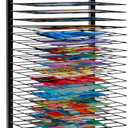 Houseables Art Drying Rack For Classroom, Paper Drying Rack, Art Dryer, Shelf Organizer For Painting, Paint, Canvas Storage, Preschool, Class Supplies, Studio, 25 Shelves, With Wheels, 45 x 18 x 13