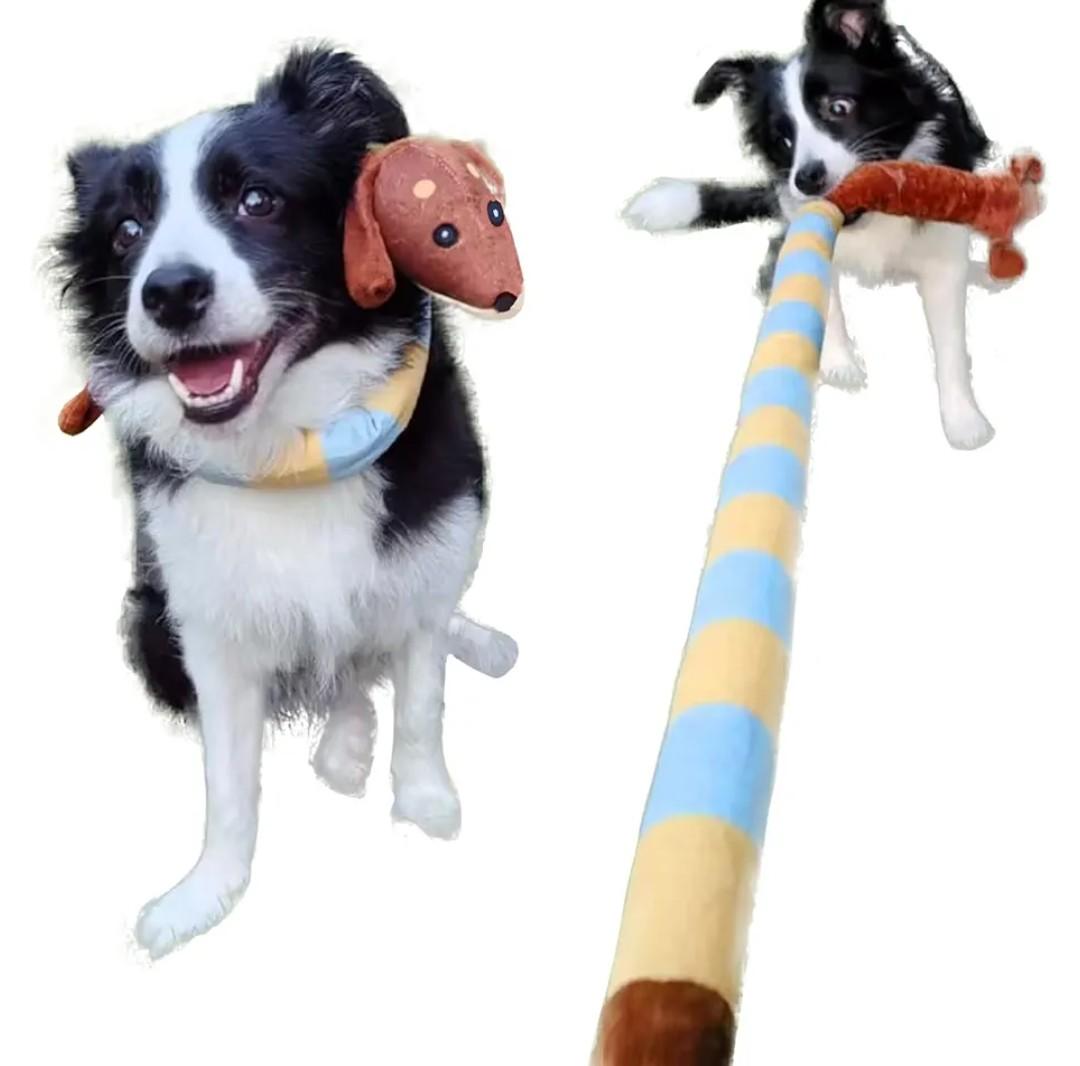 Durable,45-Inch Long Dachshund Dog Toy with Squeaker and Full-Body Crinkle Paper – Ideal for Satisfying Chewing Instincts and Tug-of-War Games