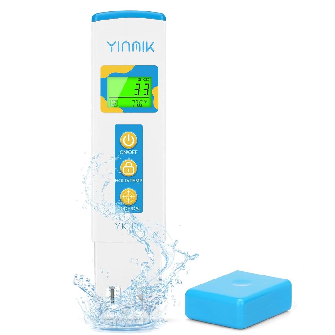 TDS Meter for Drinking Water, Water PPM Meter, EC TDS Tester for RO/RI System, Tap Water, Filtered Water, YINMIK Water Quality Tester with 6 Modes: PPM 500, PPM 700, S/cm, mS/cm, Temp(/)