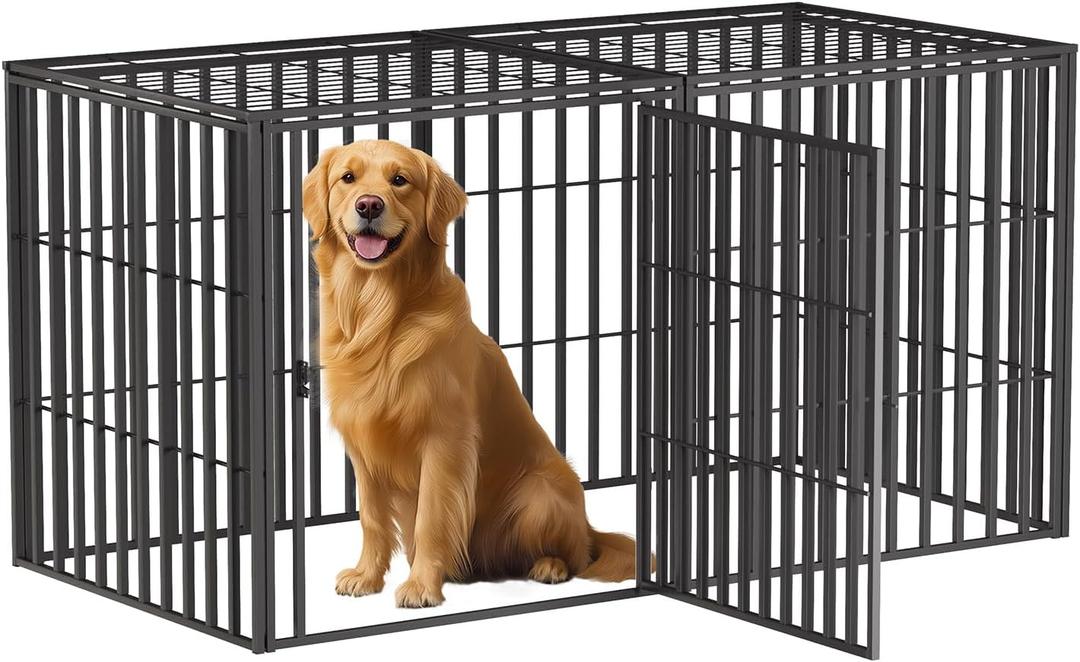 Steel Tube Heavy Large Dog Crate, 48" L x 28" H Dog Crates for Medium Large Dogs, Big Dog Cage, Dog Kennel, Puppy Dog Playpen with Top, Pet Cage, Indoor, New Model