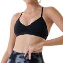 AUROLA Mercury Workout Sports Bras Women Athletic Removable Padded Backless Strapy Minimal Crop Top (Medium, Seamless- Black)