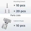 HOSOM 10 Pack 1-1/4" Overlay Soft Close Cabinet Hinges, 105 3-Way Adjustable, Nickel Finish, Steel Material, Modern/Contemporary Style