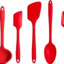 GIR: Get It Right 5 Piece Silicone Ultimate Kitchen Utensils Set - Ladle, Spatula, Flip, Spoon & Spoonula - Non-Toxic Cooking Utensils for Nonstick Cookware, Cooking and Baking - Red