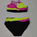 WIQI Girls Swimsuit Bikini Set 2 Piece Bathing Suits Color Block Criss Cross Swimwear Size 9-16 (9-10 Years, Pink Black)