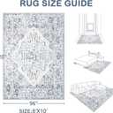 8x10 Area Rugs for Living Room: Washable Rug Vintage Large Rugs Soft Non Slip Low Pile Rug Floral Distressed Floor Carpet for Bedroom Kitchen Nursery Dining Room Home Office (Blue, 8'x10')