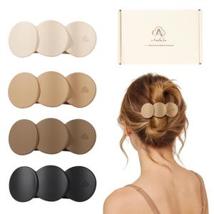 Medium Flat Hair Clips for Women, French Claw Clips for Thick Thin Hair, Lay Down Hair Clips for Styling, Duckbill Side Hairclips for Driving Yoga - Beige, Light Khaki, Dark Khaki, Black, 4pcs