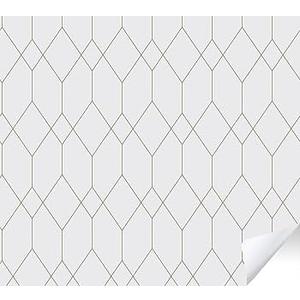 Drawer and Shelf Liner for Kitchen Cabinets: Non Adhesive, Non Slip, Thick Strong Grip Waterproof Washable for Kitchen Cabinets, Drawer, Fridge, Wire Shelving (69"x37")Stylish Geometric Pattern in White with Black Lines Adds a Modern Touch to Any Space
