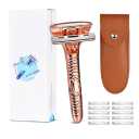 Magnetic Safety Razor for Men Smooth Single Blade Shave Easy Blade Change Stainless Steel Mens Face Razor Durable Blade Shavers for Men - Rose Gold