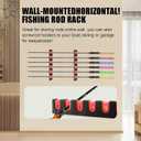Fishing Rod Holder Wall Mount Fishing Pole Rack Garage Shed or Boat Holds 6 Rods Space-Saving Storage Organizer for Indoor & Outdoor Fishing Gear