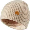 100% Merino Wool Cuff Beanie Hat, Unisex Warm Winter Caps Soft, Breathable & Cozy Stretchy Knitted Cuffed Cap