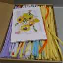 500 Yellow & Blue Pipe Cleaners Flower kit(Candy-Colored),Chenille Stems for DIY Art Projects Creative Gift,Pipe Cleaners Craft with tutoria,Pearls,Pompoms,Green Floral Wires,Stamen (Candy Palette Set)