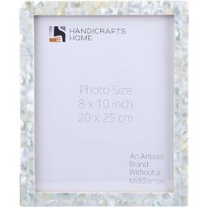 Handicrafts Home Mother of Pearl Picture Frame 8x10, Decorative Photo Frame for Tabletop or Wall, Handmade Shell Mosaic Frame, Modern Home Decor, Gift Picture Frame, Green