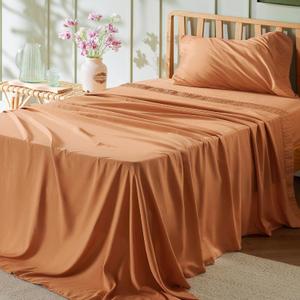 Bedsure Twin XL Sheet Sets Dorm Bedding - 3 Pieces Soft Extra Long Twin Sheets, Hotel Luxury, Easy Care Microfiber for Women, Men, Dusty Orange