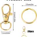 100PCS Gold Swivel Clasps Lanyard Snap Hooks with Key Rings, Key Chain Clip Hooks Lobster Claw Clasps for Keychains Jewelry DIY Crafts