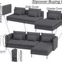 Durable Polyester Fabric Sofa Cover Compatible with IKEA SODERHAMN Couch Slipcover. Sofa Not Included! (Dark Gray, Sofa Section)