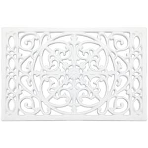 Sumnacon Cast Iron Trivet, 9.6 x 6.3 Inch Metal Trivet with Rubber Feets, Rustic Heat Resistant Iron Trivets for Hot Dish Pot Pan Plate Teapot for Kitchen Cooktop Dining Table, White