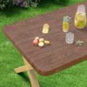 misaya Rectangle Vinyl Tablecloth, Fitted Table Cover, Waterproof, Elastic Edge, Plastic Table Cloth Fit 6 Foot Folding Tables for Picnic, Indoor and Outdoor (Oak Wooden Grain, 30 x 72 inch)