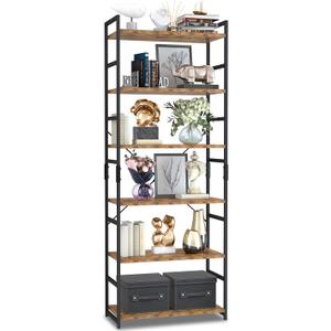 NUMENN 6 Tier Bookshelf, Tall Bookcase Shelf Storage Organizer, Modern Book Shelf for Bedroom, Living Room and Home Office, Vintage