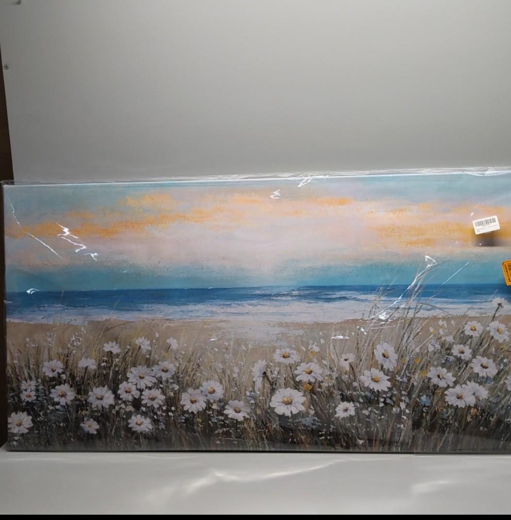 Belmrxne Large Ocean Art White and Blue Canvas Painting Modern Wall Decor Landscape Canvas Wall Art for Living Room Bedroom Dining Room Office Home Decor 30x60 inch