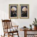 Gatheroad Vintage Gold Framed Wall Art Set of 2, Large Hydrangea Floral Art Painting & Canvas Prints | Dark Moody Aesthetic Wall Pictures & Artwork for Living Room, Bedroom, Bathroom Decor, 16x24in