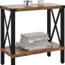 Narrow End Table, Large Sofa Side Table, Farmhouse Nightstand with Storage Shelve, Slim Bedside Table for Living, Room Bedroom, Lounge Rustic Brown MLBZ17R