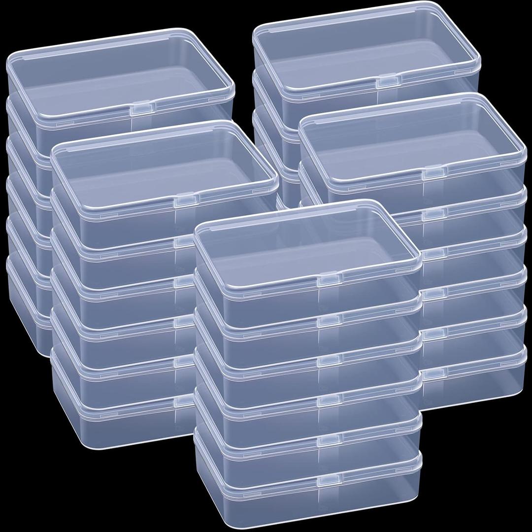 Tuanse 30 Pcs Clear Plastic Beads Storage Containers Box with Lids Multiple Sizes Storage Square Containers for Jewelry Beads Craft Supplies (4.1 x 3 x 1 Inch)