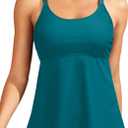 Women Underwire Tankini Top Only - Modest Flowy Bathing Suit Swimsuit Tops with Bra Support No Bottom (X-Large, Teal)