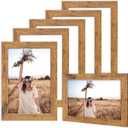 TWING 5x7 Picture Frames Set of 6, Rustic Photo Frames Collage for Wall Decor Mounting or Table Display,Home Decorative Wall Gallery Picture Photo Frame Wood Brown,Walnut