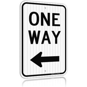 Faittoo One Way Sign with Left Arrow, 18x12 Inches Engineer Grade Reflective Rust Free Aluminum, Weather/Fade Resistant, UV Protected, Easy to Mount, Indoor/Outdoor Use