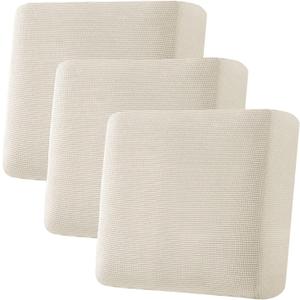 H.VERSAILTEX Super Stretch Individual Seat Sofa Covers Couch Slipcover Sets Thick Jacquard Textured Twill Fabric (3 Piece XL Sofa Cushion Covers, Natural)