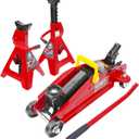 2T Hydraulic Floor Jack Combo with Two Jack Stands, 4000 lbs Capacity Trolley Service Jack Combo Red and Black