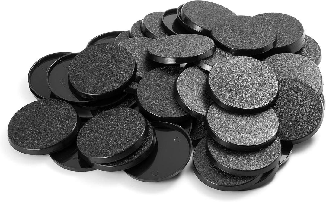 50mm Textured Plastic Round Bases or 1.96 inch Wargames Table Top Games 100 Count