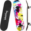 WhiteFang Skateboards for Beginners, Complete Skateboard 31 x 7.88, 7 Layer Canadian Maple Double Kick Concave Standard and Tricks Skateboards for Kids and Beginners (Pink Fantasy)