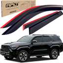 Outside-Mount Window Visors Rain Guards for 2025 2026 Toyota 4Runner Full-Size Wind Vent Deflectors Car Accessories Dark Smoke 4-Piece Set with Thicker