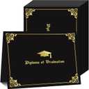 FYSUIMU 30 Packs Graduation Certificate Holders Black Diploma Cover Gold Foil Border Congrats Grad Certificate Folders for Letter Size 8.5 x 11 Inch Award Certificates Cardstock Paper Document