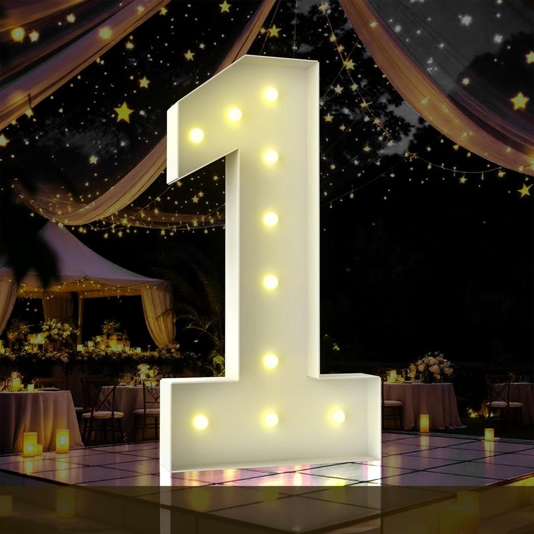 4FT Marquee Light Up Number,Marquee Numbers 4 Feet Tall, Large Led Sign for Baby Shower,Party,Birthday Decorations,Graduation,Prom(Number 1)