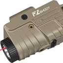 EZshoot 800 Lumens Pistol Light Laser Combo Rechargeable, Pistol Flashlight with Slidable Rail Compatible with Glock and Picatinny Rail, Gun Light with Red Laser Beam, Desert Tan